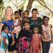 Maria Dunn, MD, and Dominican children