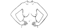 Illustration of breast self-examination, step 3, hands on hips