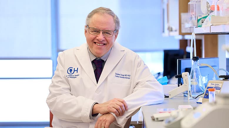Dr. Grupp wearing a white coat in a lab Dr. Grupp wearing a white coat in a lab