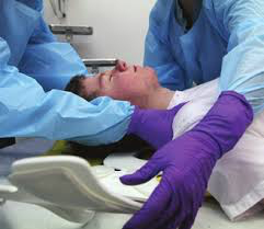 c-collar on patient