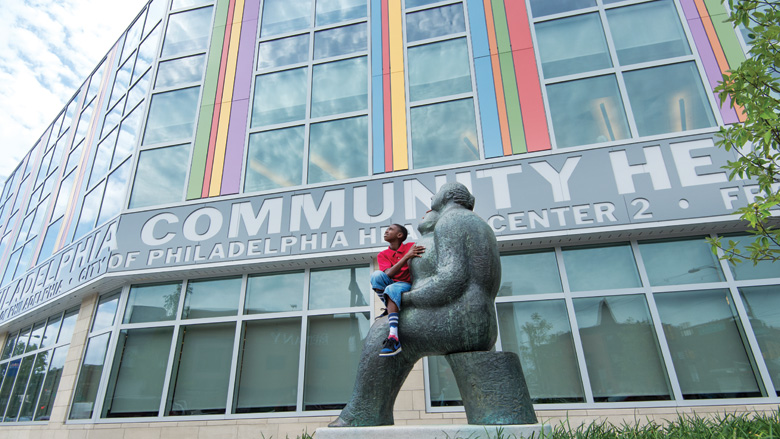 CHOP Patient taking a look at the new South Philly Community Center