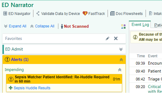 ED Sepsis Watcher Narrator Alert