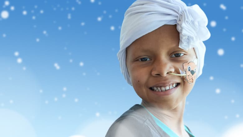 CHOP patient in snowflake background