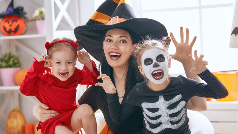 Family Celebrating Halloween