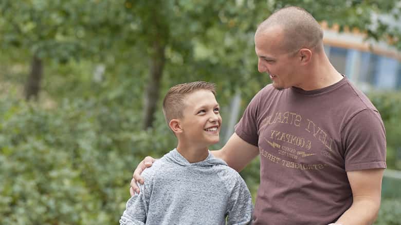 Father talking to son