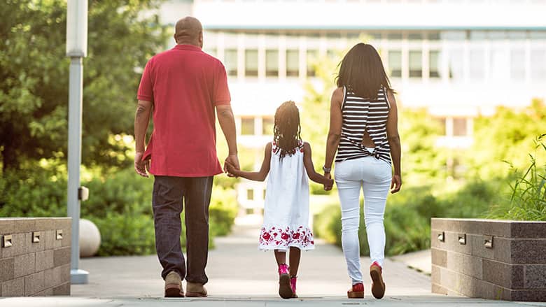 Family walking together outside