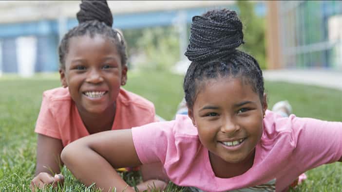 Two girls playing outside Two girls playing outside