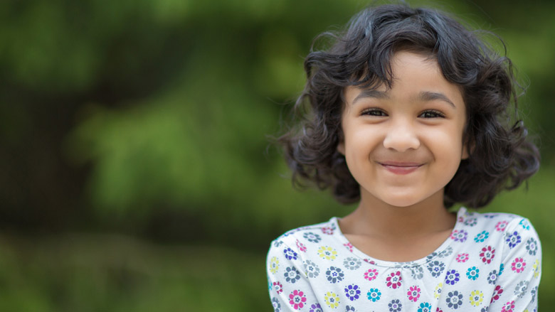 Healthy young girl outside summer