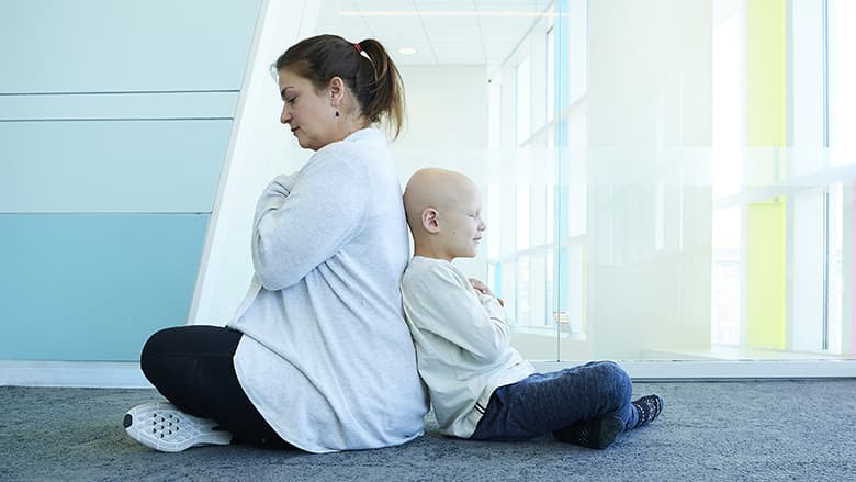 Yoga instructor and oncology patient