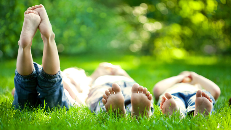 Kids in grass