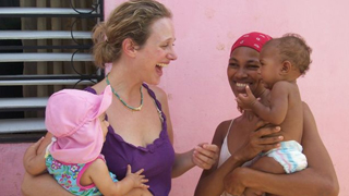 Lara and Lucia with babies, global health 