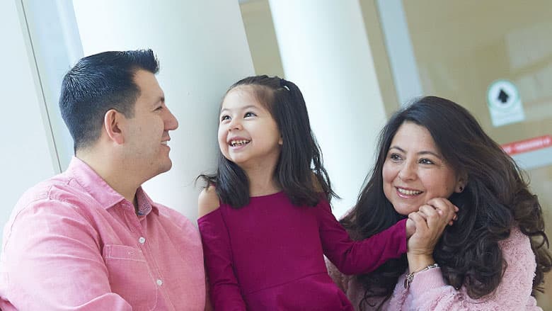 Young Cardiac patient with her parents