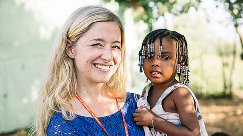 Maria Dunn with a child