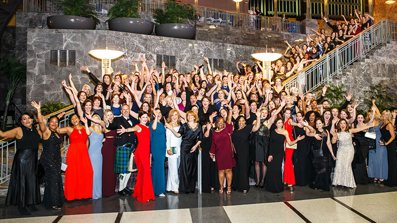 Group photo of nurses with Madeline Bell