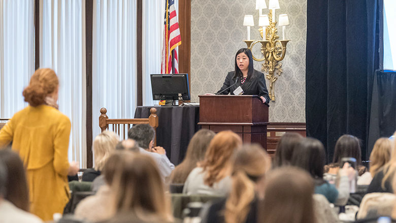 Speaker conducting a presentation