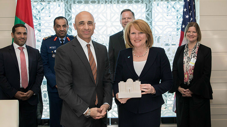 Madeline Bell with UAE representatives Madeline Bell with UAE representatives