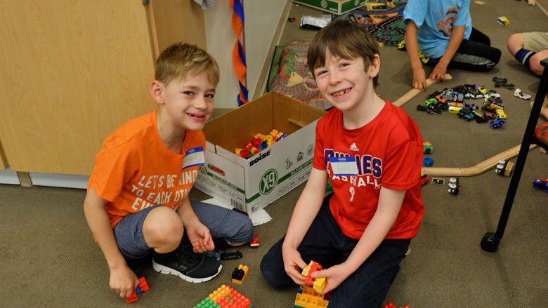 Two boys playing together