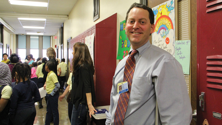 Teacher in hallway