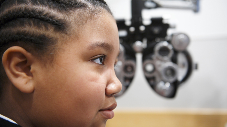 boy getting eyes checked