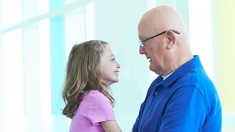 Granddaughter with her grandfather