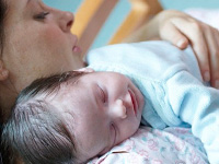 Sleeping baby on Mom