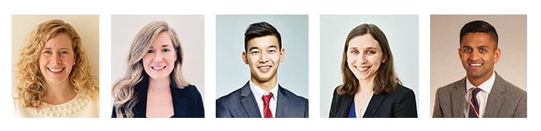 Five headshots of 2021-2022 Chief Residents
