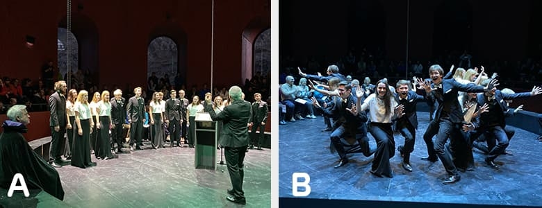 Side-by-side of musical performances at the Tower Lecture