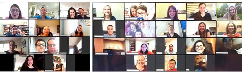 Zoom screenshots from two class reunions