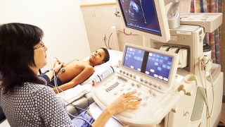 Boy getting an echocardiogram