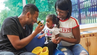 Ka’Lon and her parents at the Early Head Start space at Karabots