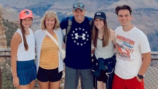 Lily (left) was supported by her family as her scoliosis worsened in adolescence. Pictured with her are (from left) mom Becky, dad Jason and siblings Taylor and Trent.