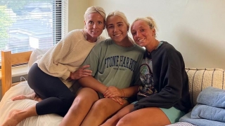 Katrina (center) with her mom (left) and sister (right).
