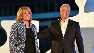 Madeline Bell with Eagles Chairman Jeffrey Lurie 