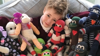 Max with Sock Monkeys