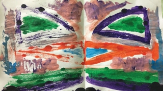 Closeup of child's painting project