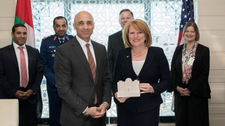 Madeline Bell with UAE representatives