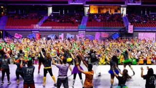 Students participating in a dance marathon