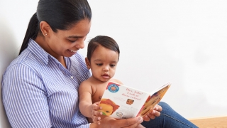 Mom reading to child