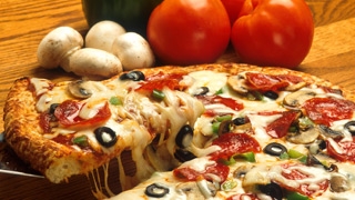 Pizza with vegetables and toppings