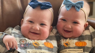 Athena (left) and Josephine (right) enjoy their first thanksgiving in November 2021
