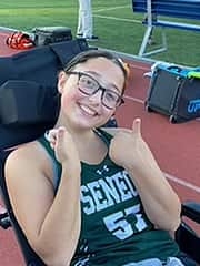 After surgery at CHOP for acetabular retroversion, Hannah, 15, continued to cheer on her field hockey team from the sidelines.