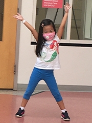 Avery wearing a mask at the hospital