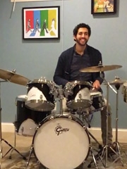 David, Crohn's Patient, playing the drums
