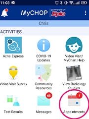 MyCHOP Acne Express Screen shot appointments