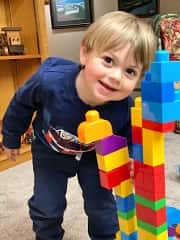 Michael stacking building blocks