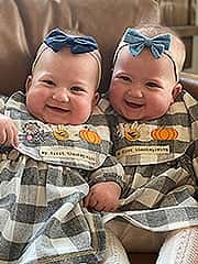 Athena (left) and Josephine (right) enjoy their first thanksgiving in November 2021.