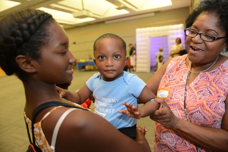 Family enjoying hospital event for airway patients