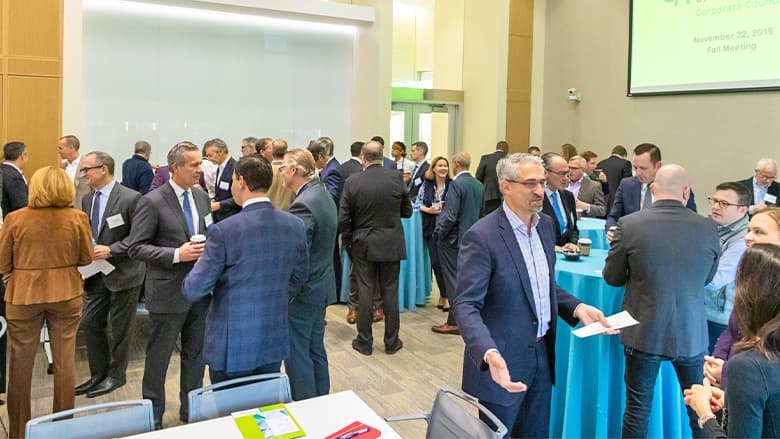Corporate Council members mingle during the networking portion of the Fall 2019 meeting
