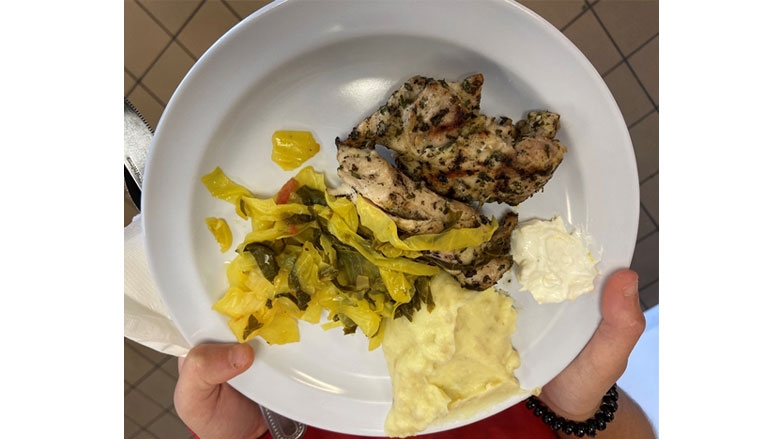 Fall Workshop: Herby Garlic Chicken with yogurt sauce, Stewed Mixed Greens, and Whipped Cauliflower and Potatoes