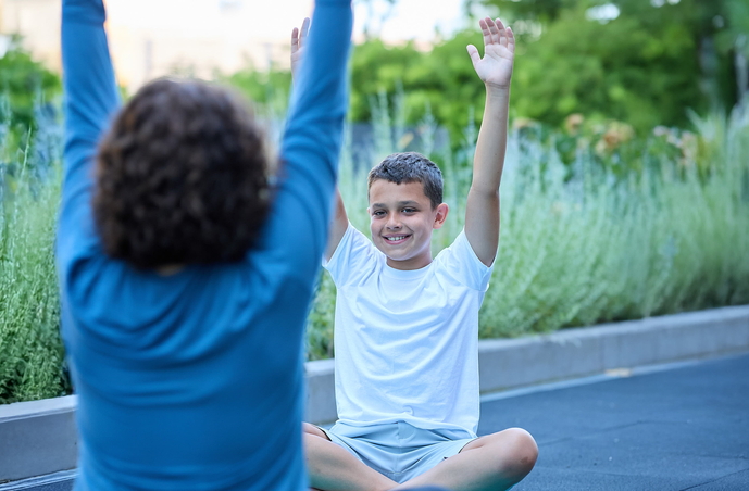 Boy doing yoga